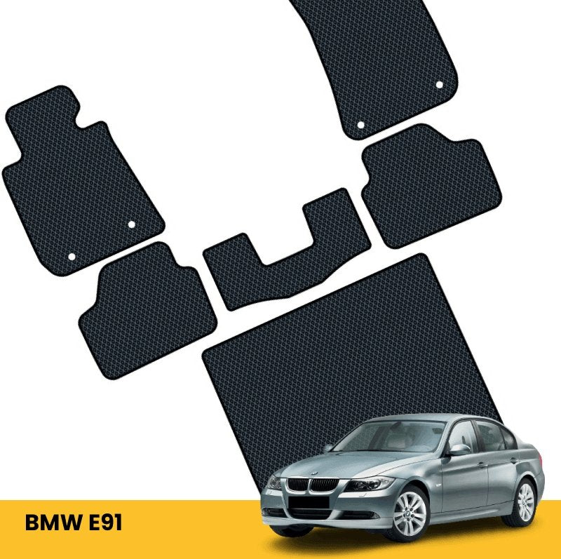 Dywaniki samochodowe EVA do BMW E90/E91, zapewniające ochronę i elegancki wygląd wnętrza auta.