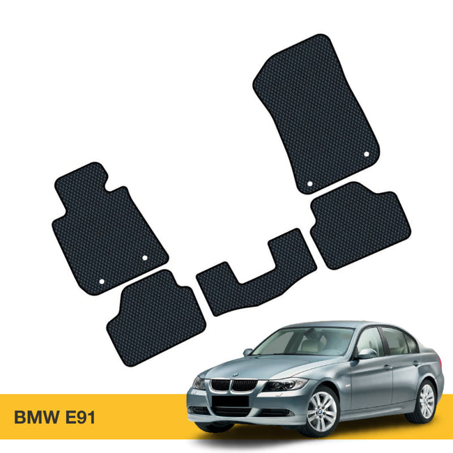 Czarny dywanik samochodowy Prime EVA do BMW E90/E91, zapewniający czystość i styl w aucie.