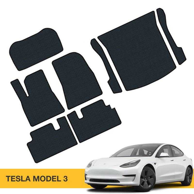Kompletny zestaw mat podłogowych i bagażnikowych z EVA do Tesla Model 3 od Prime EVA.