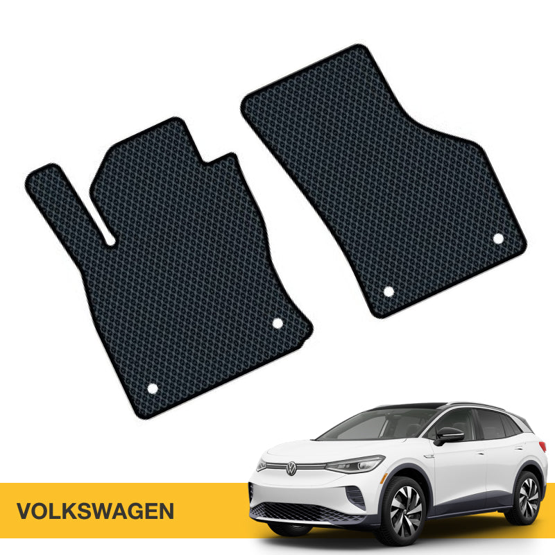 Czarne dywaniki samochodowe Prime EVA do VW, oferujące wygodę i ochronę wnętrza auta.